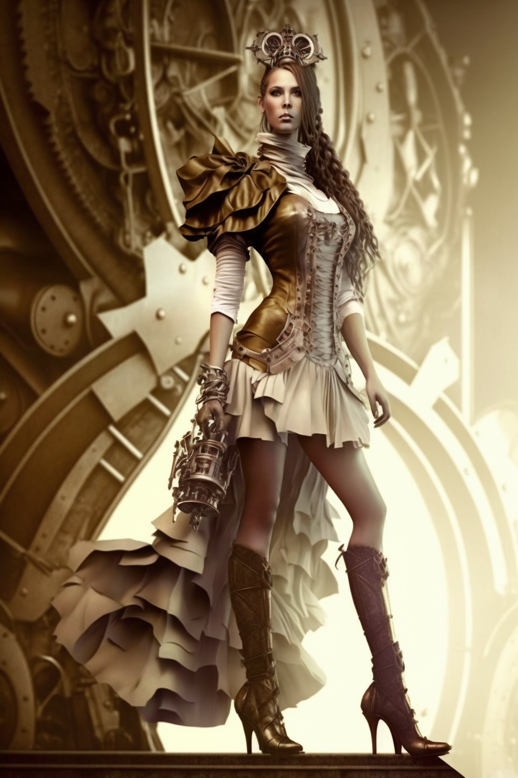 Fashion Design Steampunk Reverse Coloring