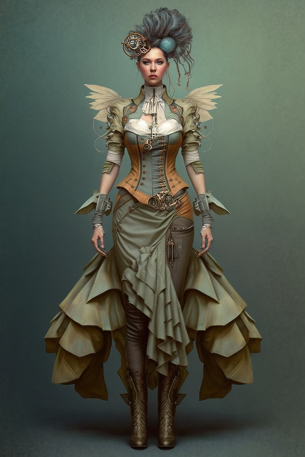 Fashion Design Steampunk Reverse Coloring